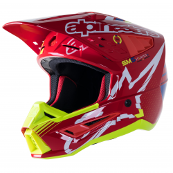 Casca motocross Alpinestars sm5 act, Rosu/Galben