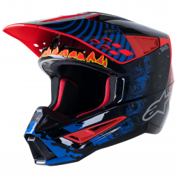 Casca motocross Alpinestars sm5 sol, Negru/Rosu