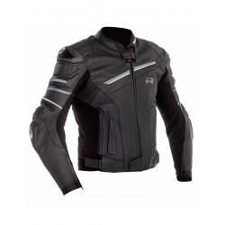 Geaca moto din piele Mugello II, Negru/Gri Geaca moto din piele Mugello II, Negru/Gri