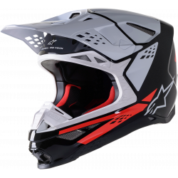 Casca motocross Alpinestars sm8 factory, Negru/Alb/Rosu