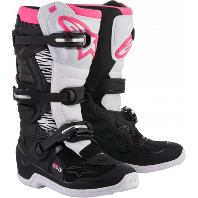 Cizme motocross pentru dame Alpinestars stella tech 3, Negru/Alb/Roz