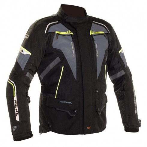 Geaca moto din textil Richa infinity II, Negru/Gri/Galben