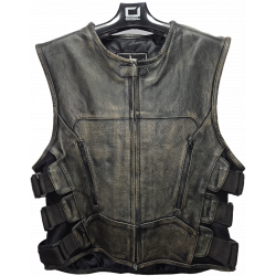 Vesta moto din piele ROADER BROWN