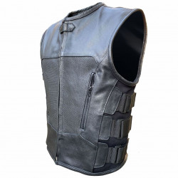 Vesta moto din piele ROADER BLACK