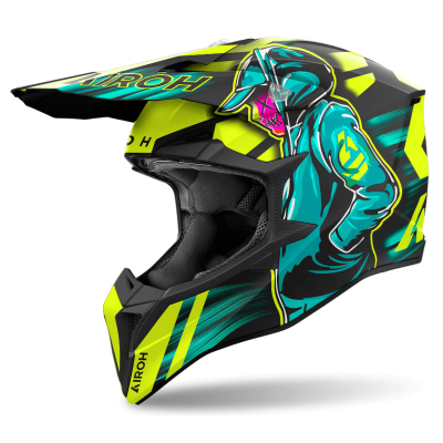 Casca motocross AIROH WRAAAP CYBER YELLOW MATT Casca motocross AIROH WRAAAP CYBER YELLOW MATT