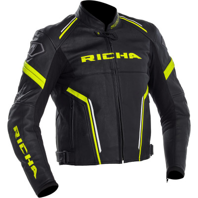 Geaca moto de piele RICHA MONZA FLUO YELLOW