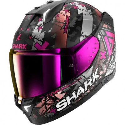  Casca SHARK SKWAL i3 HELLCAT MATT BLACK/WHITE/PINK