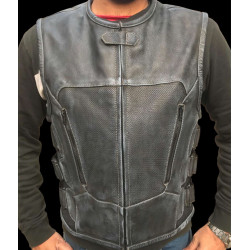 Vesta moto din piele ROADER GREY