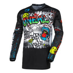 Bluza motocross pentru copii O'NEAL ELEMENT RANCID BLACK/WHITE