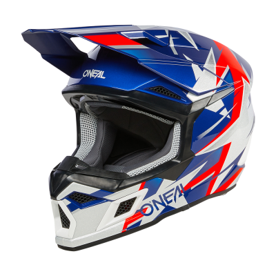 Casca motocross O'NEAL 3SERIES RIDE V.24, Albastru/Alb/Rosu