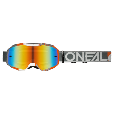 Ochelari motocross O'NEAL B-10 DUPLEX RADIUM RED V.24, Alb/Gri/Portocaliu