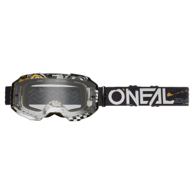 Ochelari motocross O'NEAL B-10 ATTACK CLEAR V.24, Negru/Alb