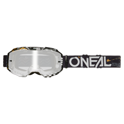 Ochelari motocross O'NEAL B-10 ATTACK SILVER MIRROR V.24, Negru/Alb