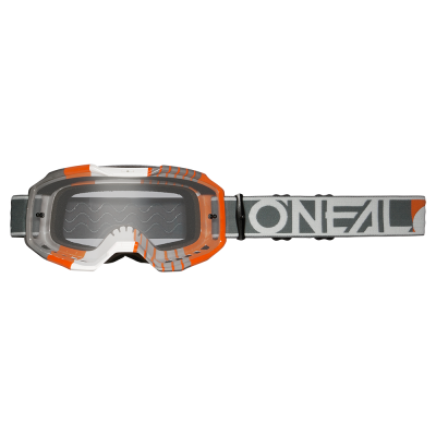 Ochelari motocross O'NEAL B-10 DUPLEX CLEAR V.24, Alb/Gri/Portocaliu