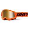 Ochelari motocross 100% STRATA2 NEON ORANGE - MIRROR TRUE GOLD 24