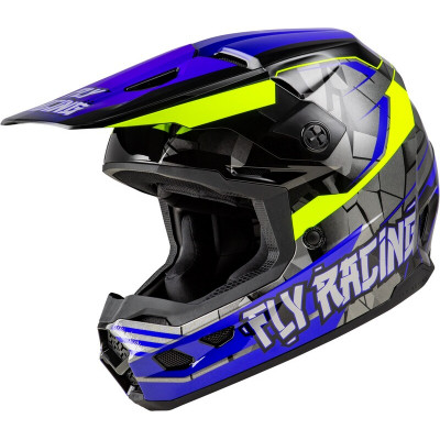 Cască cross pentru copii FLY RACING Kinetic Scorched - Blue/Grey/Hi-Vis 2025