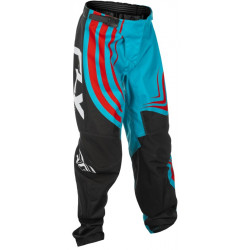 Pantaloni motocross pentru copii FLY RACING F-16 Riding- Cyan/Black/Red 2025