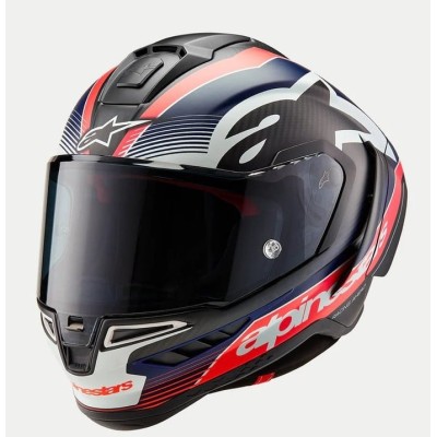 Casca moto ALPINESTARS Supertech R10 Team Black/Carb/Blå/White