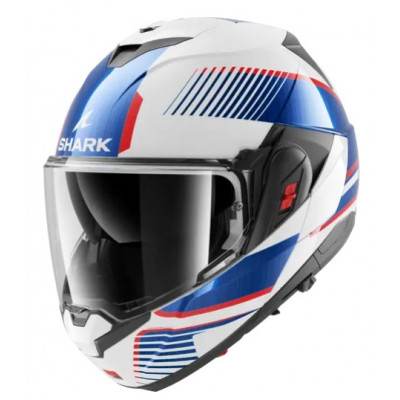 Cască modulară SHARK OXO SIKTER White Chrome Blue