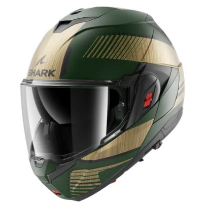 Cască modulară SHARK OXO SIKTER Mat Green Chrome Gold