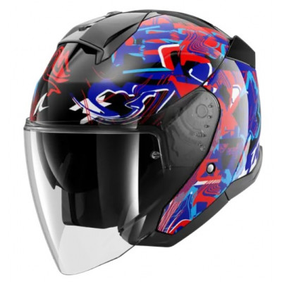 Cască pentru scuter SHARK SKWAL JET PRANZ Mat Black/Blue/Red