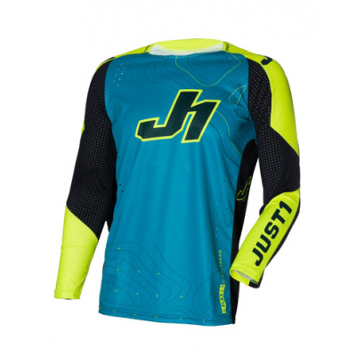 Bluza motocross Just1 J-Flex 2.0 Frontier Teal Black/Yellow Fluo