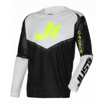 Bluza motocross Just1 J-Force Hexa Black/White/Yellow Fluo