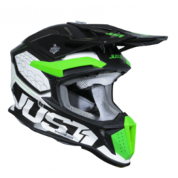 Motocross casca Just1 J-18 F Hexa Green Fluo/White/Titanium