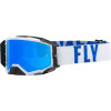 Ochelari motocross FLY RACING Zone Pro White/Blue - Sky Blue Mirror/Smoke Lens