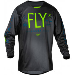 Bluza motocross pentru copii FLY RACING Kinetic Prodigy- Charcoal/Neon Green/True Blue