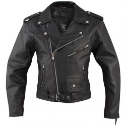 Geaca moto din piele  A-PRO CLASSIC BLACK