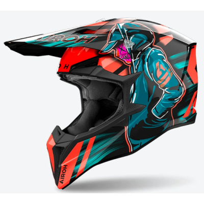 Casca motocross AIROH WRAAAP CYBER ORANGE/BLUE Casca motocross AIROH WRAAAP CYBER ORANGE/BLUE
