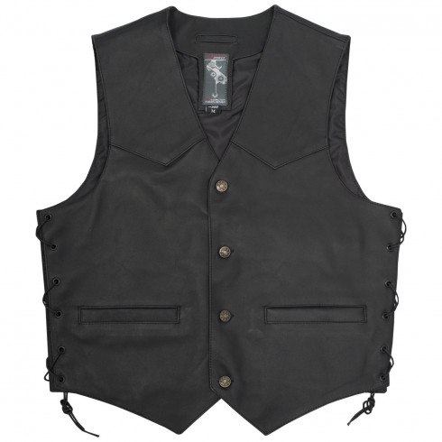 Vestă moto de piele A-PRO WILD BLACK
