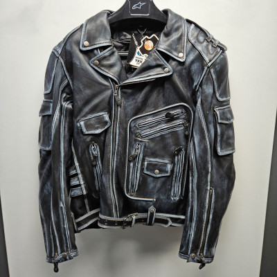 Geaca de piele CHOPPER BLACK/GREY