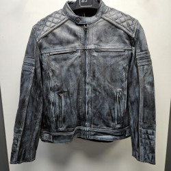 Geaca moto din piele BOX BLUE