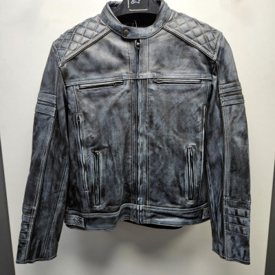 Geaca moto de piele BOX BLUE