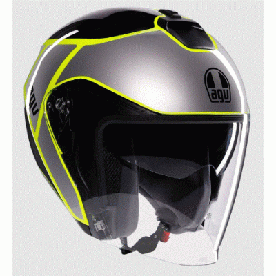 Casca pentru scuter  AGV IRIDES DAVAO BLACK/GREY/YELLOW FLUO
