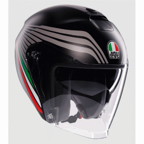 Casca pentru scuter AGV IRIDES BOLOGNA MATT BLACK/TRICOLORE Casca pentru scuter AGV IRIDES BOLOGNA MATT BLACK/TRICOLORE