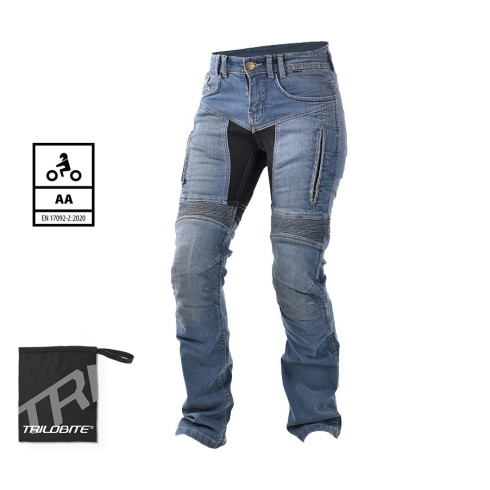 Blugi moto pentru damă TRILOBITE 661 PARADO REGULAR FIT LONG BLUE
