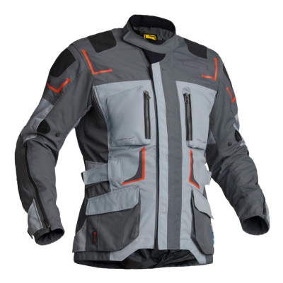 Geacă moto din textil   Lindstrands Myrvik Light Grey/Black/Orange