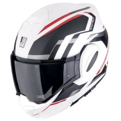 Cască modulară SCORPION Exo-Tech Evo FURIO Matt white-Black-Red