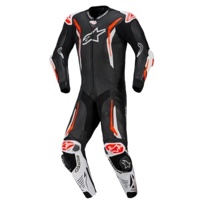 Combinezon de piele ALPINESTARS GP TECH V5 BLACK/WHITE/FLUO RED