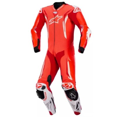 Combinezon de piele ALPINESTARS GP TECH V5 FLUO RED/WHITE