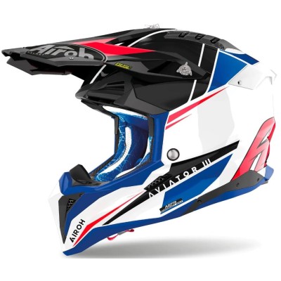 Casca motocross  AIROH AVIATOR 3 Push Blue Red Gloss