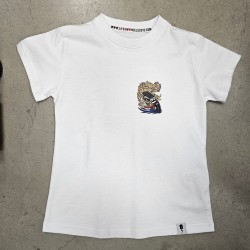 Tricou moto pentru copii  Life on Wheels TYRE SLIDE WHITE/BLUE