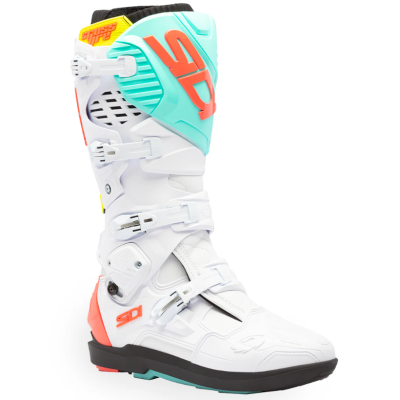 Cizme motocross  SIDI CROSSFIRE 3 SRS WHITE/FLUO MINT/CORAL