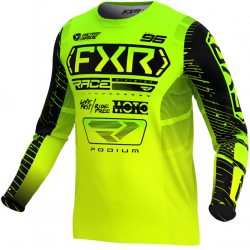 Bluza motocross pentru copii  FXR PODIUM MX25 HIVIS/LIME/BLACK