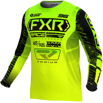 Bluza motocross pentru copii  FXR PODIUM MX25 HIVIS/LIME/BLACK