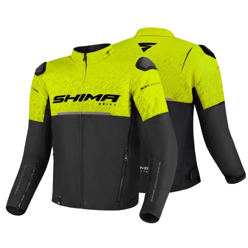 Geacă moto din textil SHIMA DRIFT  BLACK/YELLOW FLUO