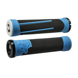 Mânere de bicicletă ODI AG2 v2.1 Lock-On Grips Negru/Albastru cu Cleme Albastre